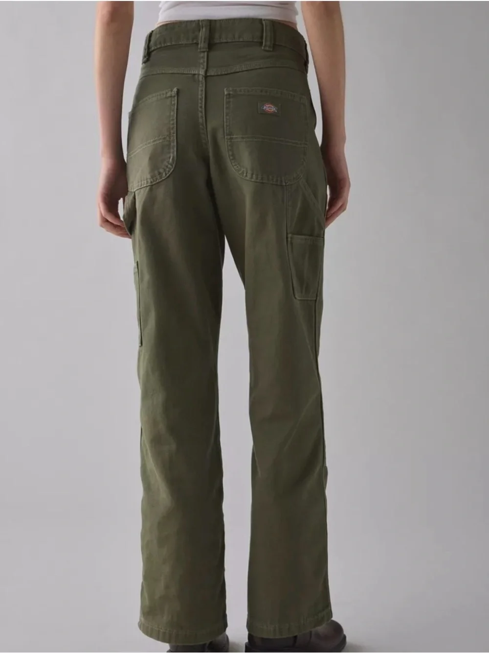 Dickies Olive Green Mid Rise Double Knee Canvas Carpenter Pants - Picture 2 of 8
